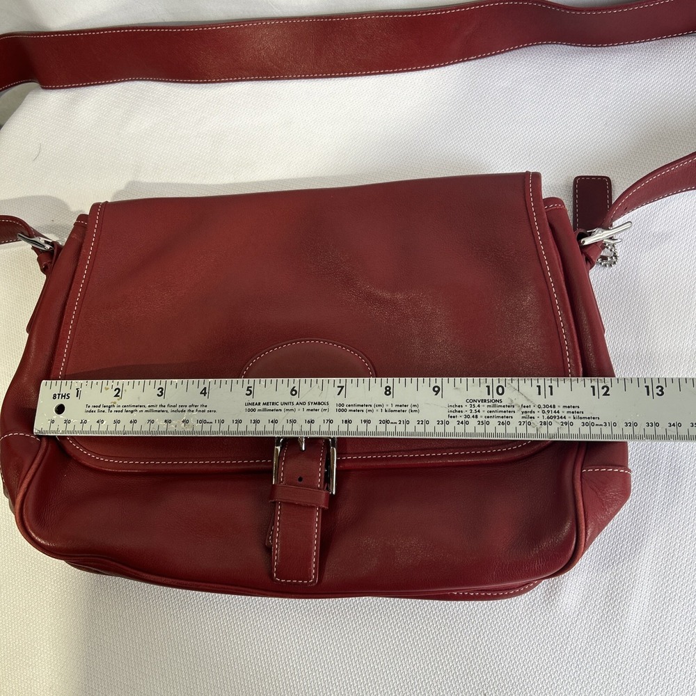 Coach Bag Leather Red #7750 Shoulder Cross Body Bag - Picture 12 of 13